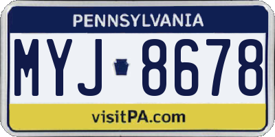 PA license plate MYJ8678