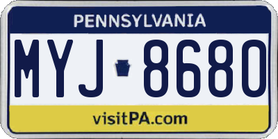 PA license plate MYJ8680