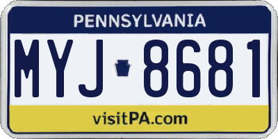 PA license plate MYJ8681