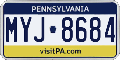 PA license plate MYJ8684