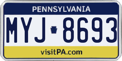 PA license plate MYJ8693