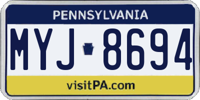 PA license plate MYJ8694