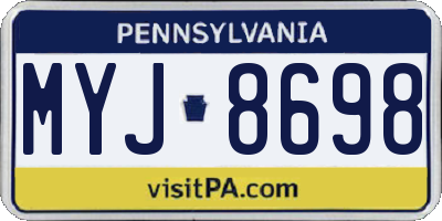 PA license plate MYJ8698