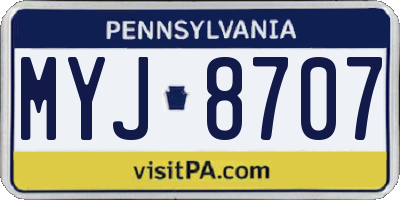 PA license plate MYJ8707