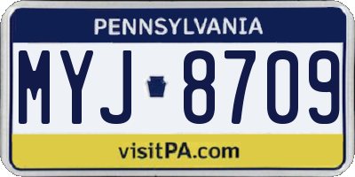 PA license plate MYJ8709