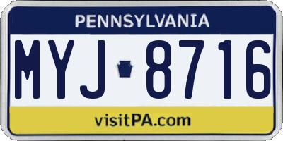 PA license plate MYJ8716