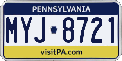 PA license plate MYJ8721