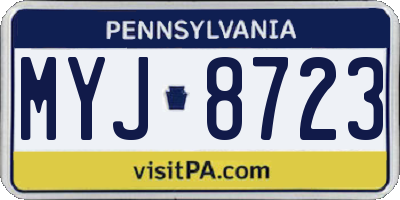 PA license plate MYJ8723