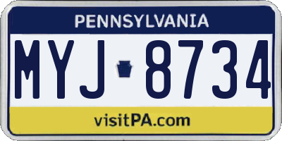 PA license plate MYJ8734