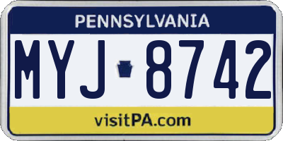 PA license plate MYJ8742