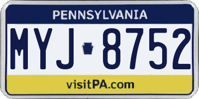 PA license plate MYJ8752