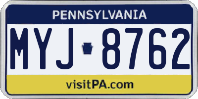 PA license plate MYJ8762