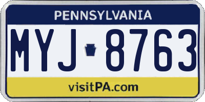 PA license plate MYJ8763