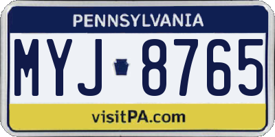 PA license plate MYJ8765