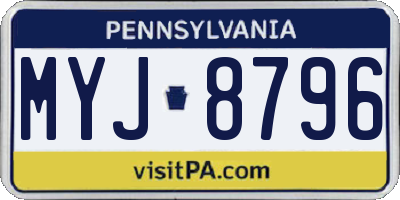 PA license plate MYJ8796