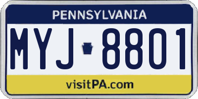 PA license plate MYJ8801