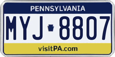 PA license plate MYJ8807