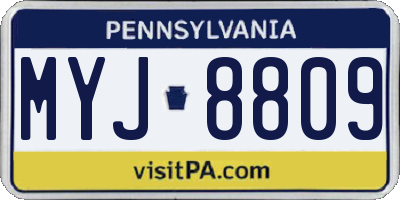 PA license plate MYJ8809