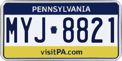 PA license plate MYJ8821
