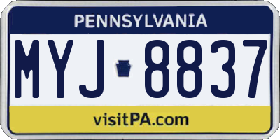 PA license plate MYJ8837