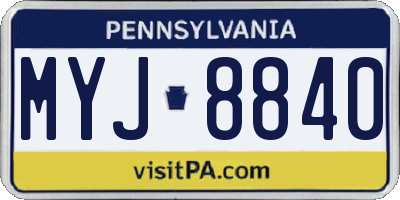 PA license plate MYJ8840