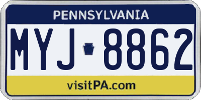 PA license plate MYJ8862