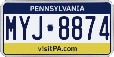 PA license plate MYJ8874
