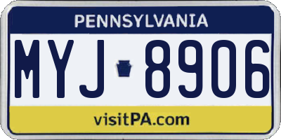 PA license plate MYJ8906