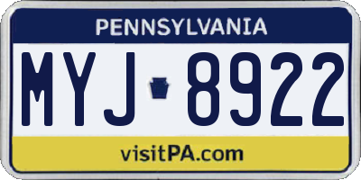 PA license plate MYJ8922