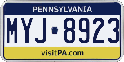PA license plate MYJ8923