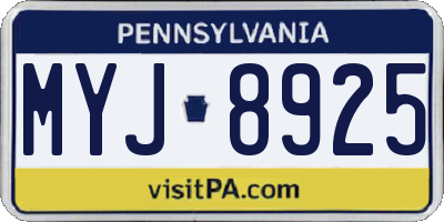 PA license plate MYJ8925