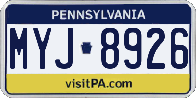 PA license plate MYJ8926