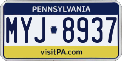PA license plate MYJ8937