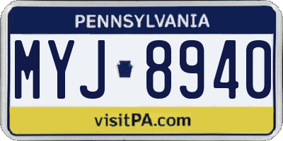 PA license plate MYJ8940