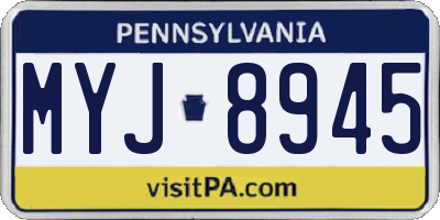 PA license plate MYJ8945