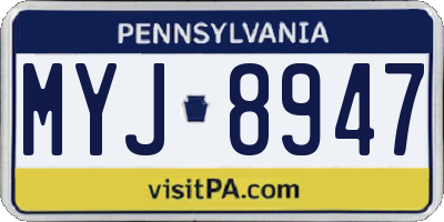 PA license plate MYJ8947