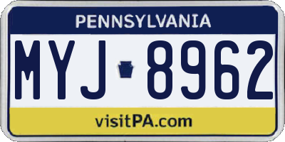 PA license plate MYJ8962