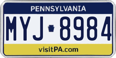 PA license plate MYJ8984
