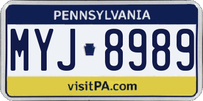 PA license plate MYJ8989