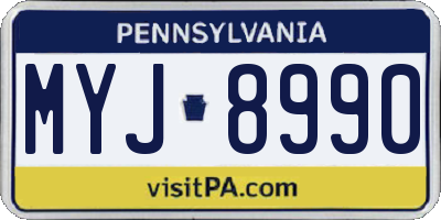 PA license plate MYJ8990