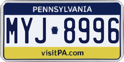 PA license plate MYJ8996