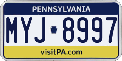 PA license plate MYJ8997