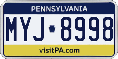 PA license plate MYJ8998