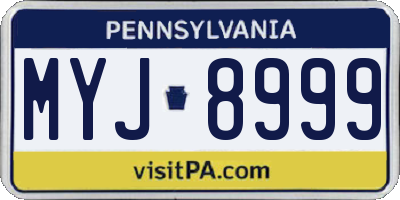 PA license plate MYJ8999