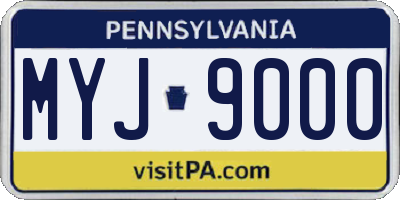 PA license plate MYJ9000