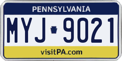 PA license plate MYJ9021
