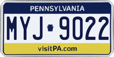 PA license plate MYJ9022