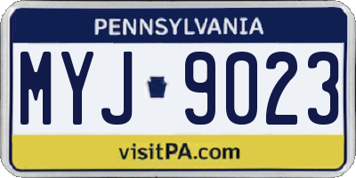 PA license plate MYJ9023