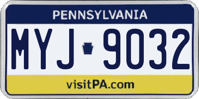 PA license plate MYJ9032