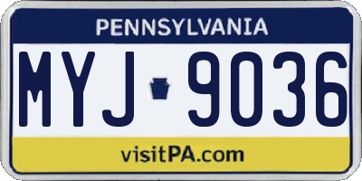 PA license plate MYJ9036